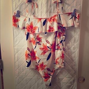 Orange flower one piece